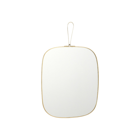 Spejl med guldfarvet kant og strop 27x39,5 cm