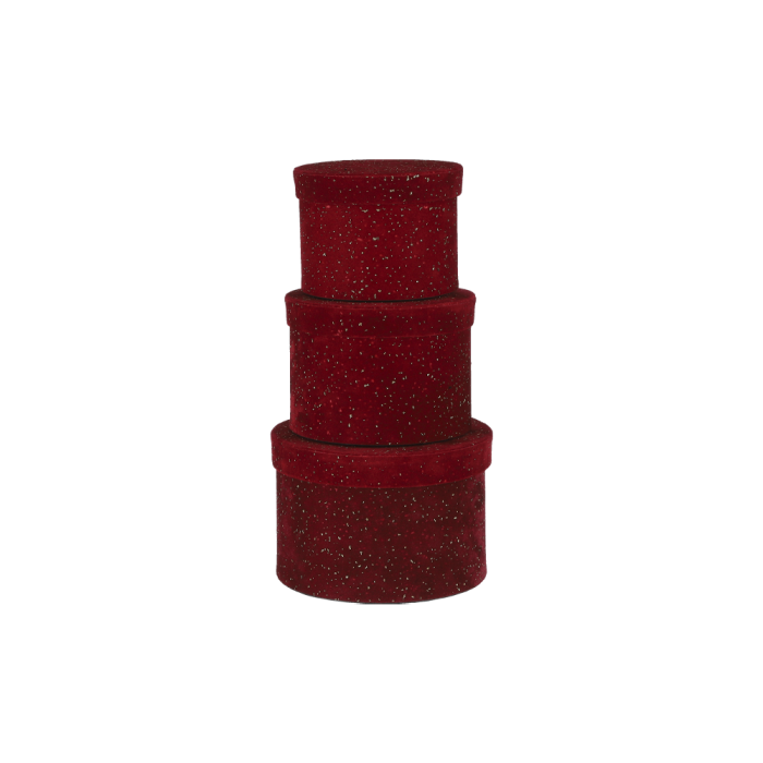 3 runde røde opbevaringskasser