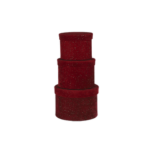 3 runde røde opbevaringskasser