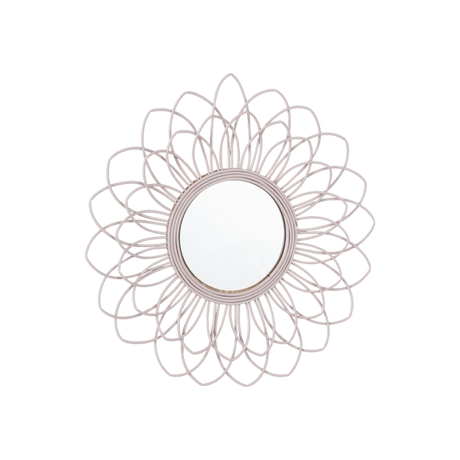 Spejl med rosa dekoration formet som blomsterblade