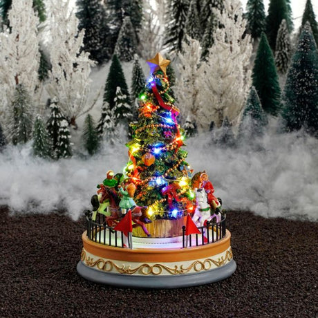 Spilledåse med juletræ og heste