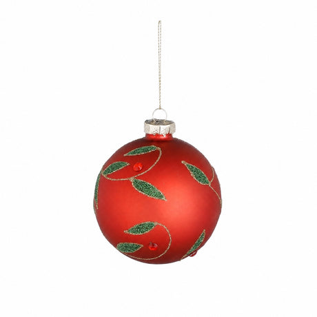 Julkulor Röda med lövmönster