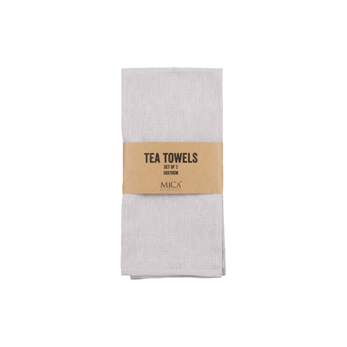 Lysegrå viskestykker med brun label