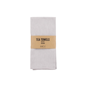 Lysegrå viskestykker med brun label