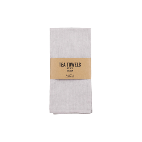 Lysegrå viskestykker med brun label