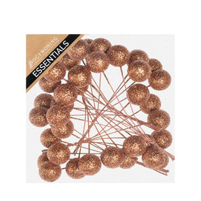 Glitterkugler på wire kobberfarvede