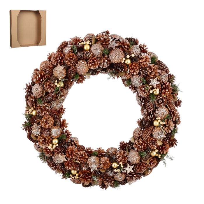 Krans med kogler og stjerner 69 cm i diameter