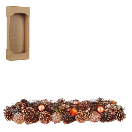 Adventsstage med kogler og orange pynt