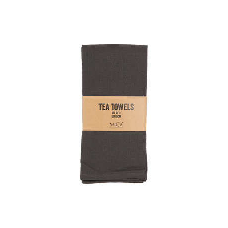 Mørkegrå viskestykker med brun label