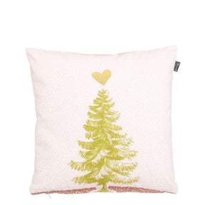 Pude med juletræ beige 45 cm x 45 cm