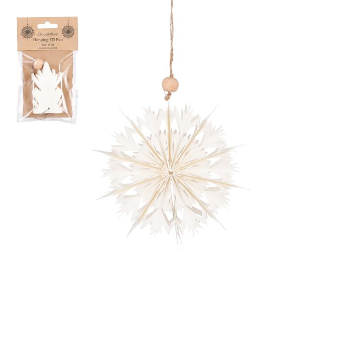 Håndlavet vifte hvid 15 cm i dia