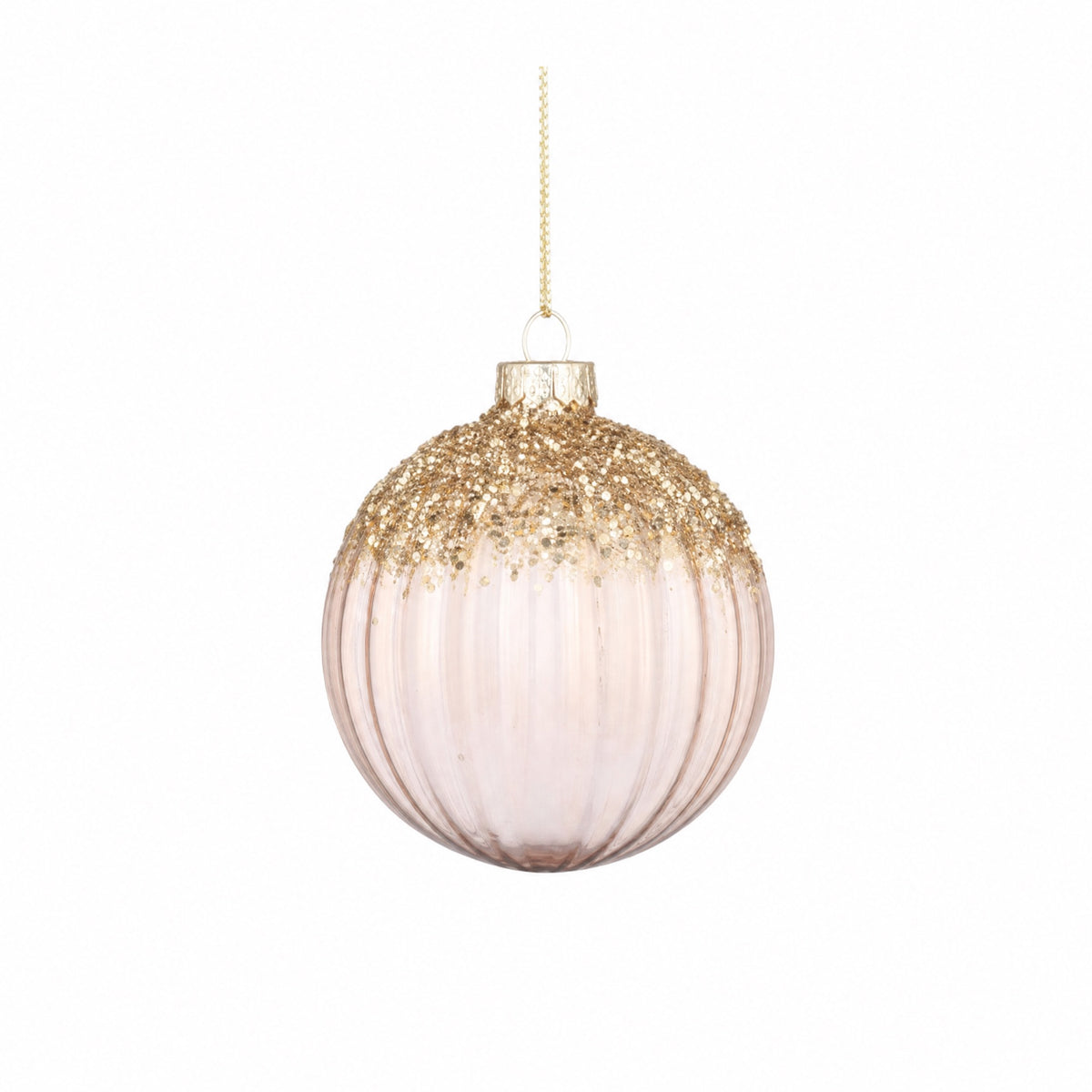 Julkulor i klarglas med glitter