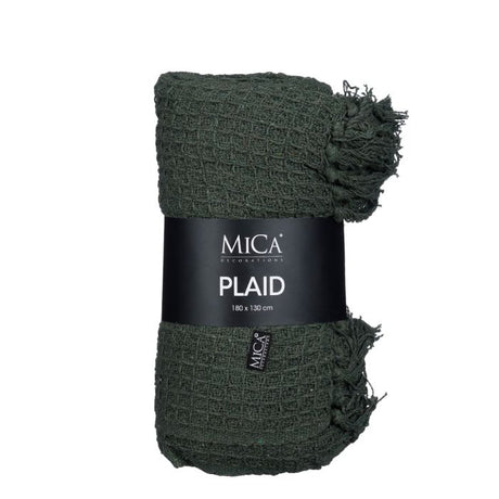 Mica Fabienne plaid i mørkegrå, rullet og indpakket, 180x130 cm