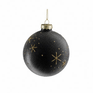 Julkula med guldglitter snöflingor 8 cm i dia