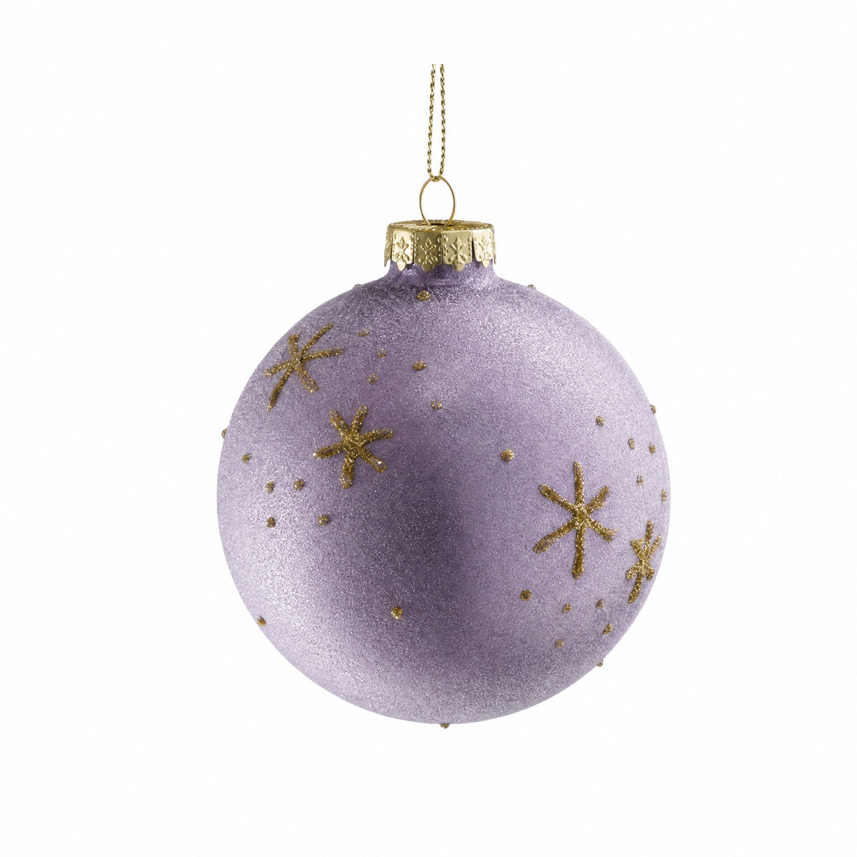 Julkula med guldglitter snöflingor 8 cm i dia