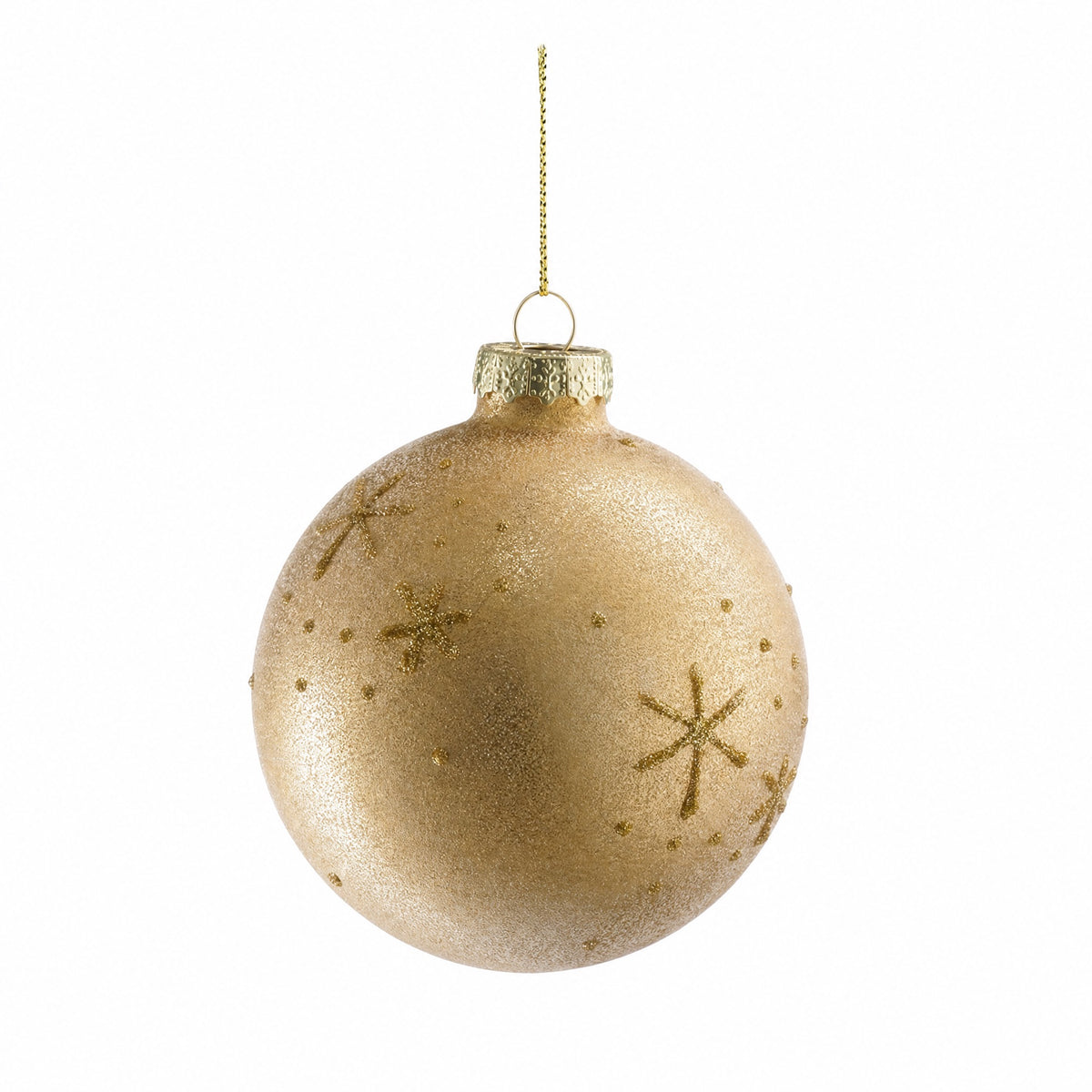 Julkula med guldglitter snöflingor 8 cm i dia