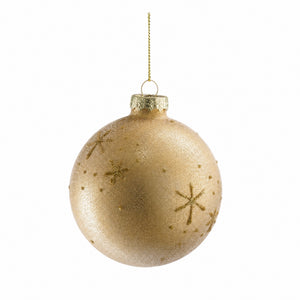 Julkula med guldglitter snöflingor 8 cm i dia