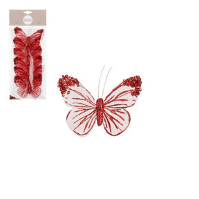 Sommerfugle med klips røde 6-pak