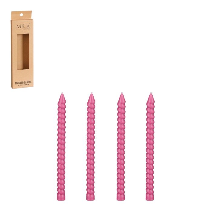 Tynde snoede kertelys 4 -pak pink