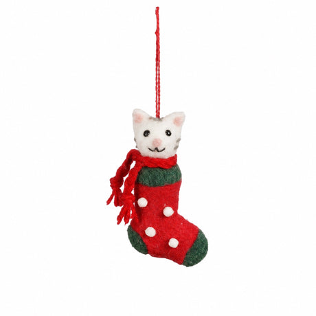 Julstrumpa med katt i filt