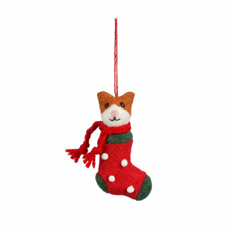 Julstrumpa med katt i filt