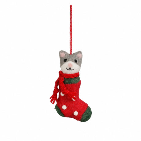 Julstrumpa med katt i filt