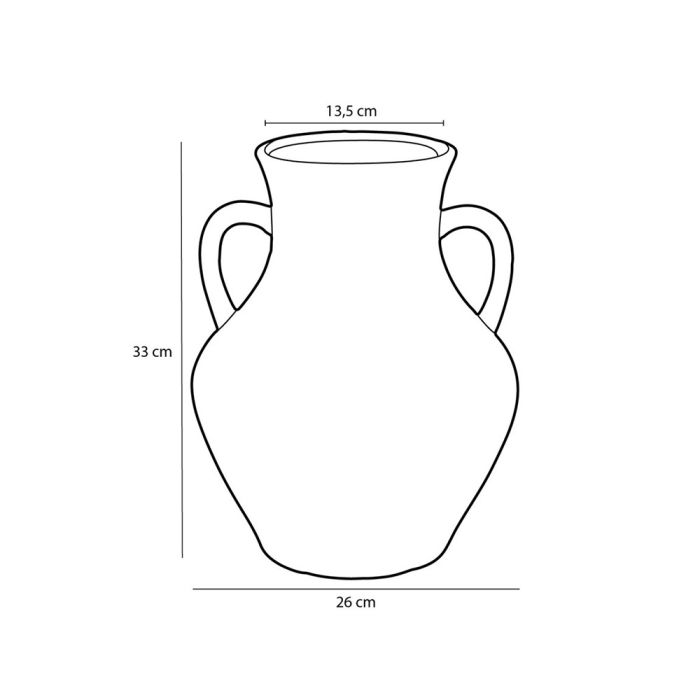 Målene på Marian krukke med 2 ører i hvid glaseret keramik