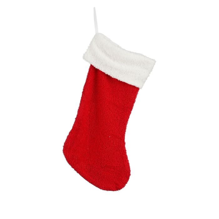 Julesok i plys rød og hvid