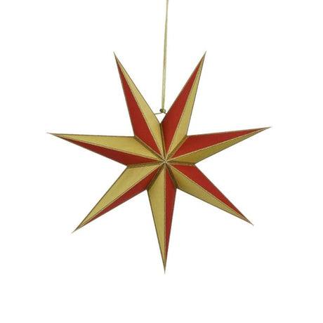 Julestjerne i rød og guld 45 cm i dia