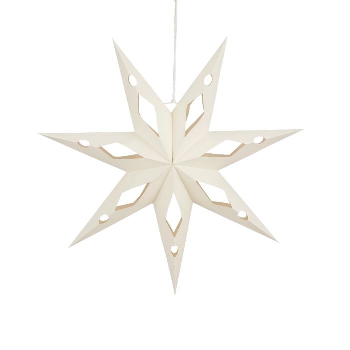 Hvid stjerne med hulmønster 60 cm i dia