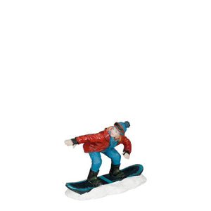 Luville Mand står på snowboard