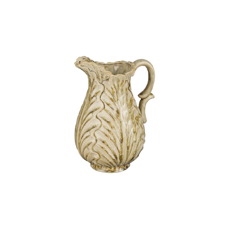 Beige kande med guld detaljer og hank