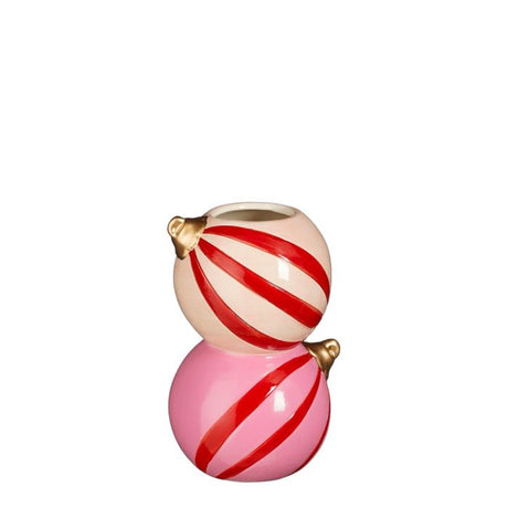 Vase Julekugler med striber 15 cm høj