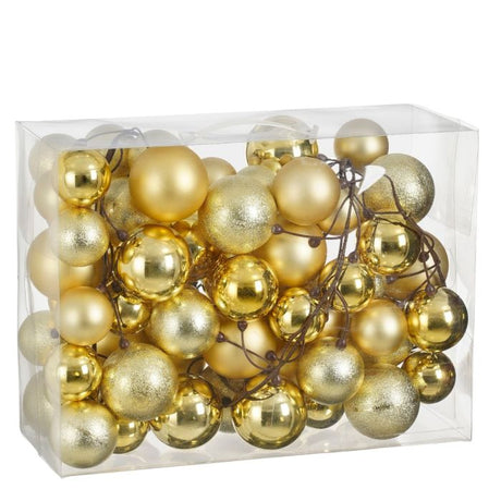 Guirlande med 68 guldfarvede julekugler 