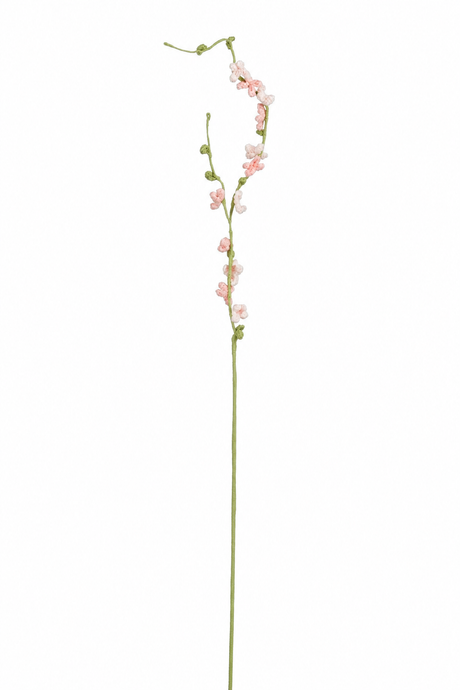 Lys lyserød hæklet blomstrende forårsgren 76 cm lang