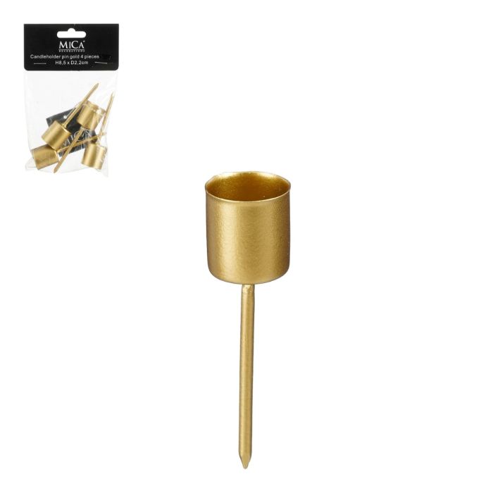 Lysholdere med spyd guld 4-pak