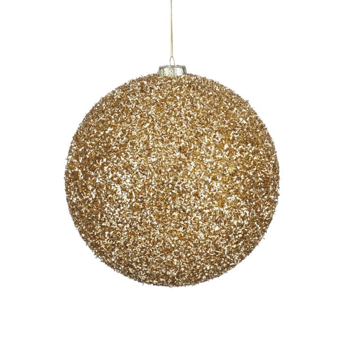 Stor Julekugle guld glitter 20 cm i dia