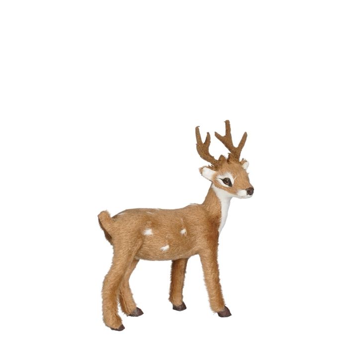 Rådyr i kunstpels 12 cm højt til dekoration