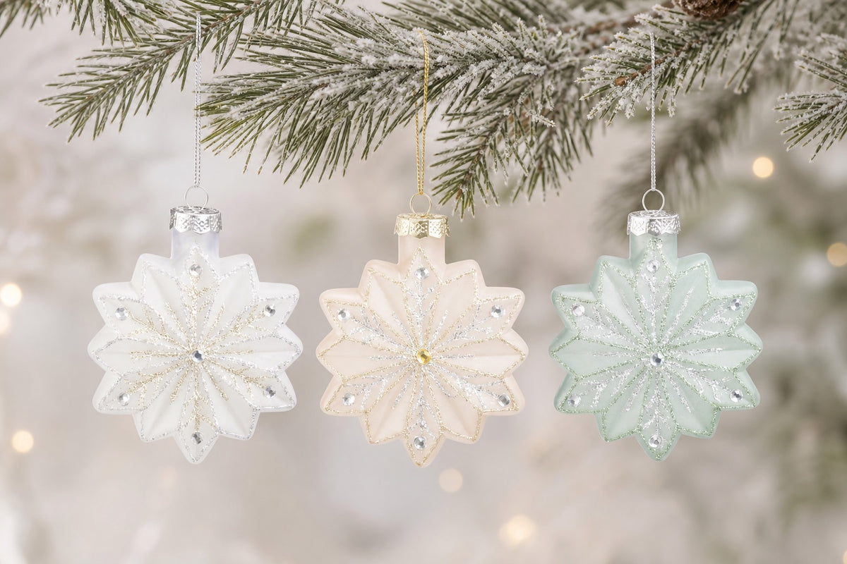 Julgranskula Snöflinga Pastell