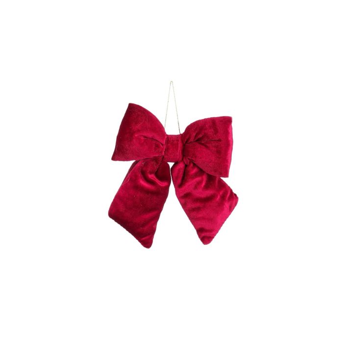 Sløjfe i mørkerød velour 15 cm bred