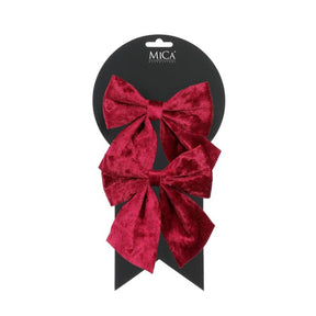 Sløjfer i velour mørkerøde 2-pak