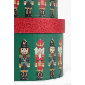 Nøddeknækker sæt med runde juleæsker