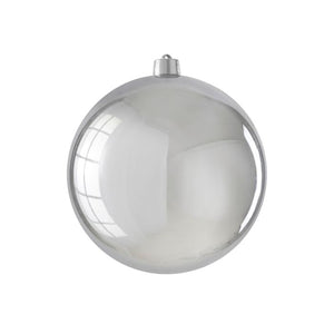Stor julekugle blank sølv 25 cm i diameter