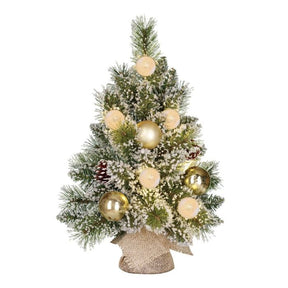 Kaprun juletræ med guldfarvet pynt og lys 45 cm højt