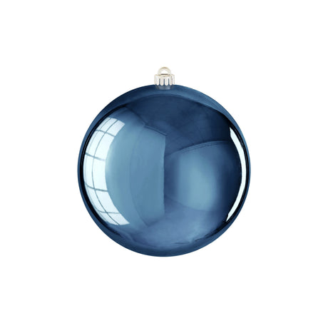 Stor blank blå julkula 20 cm i diameter i återvunnen plast