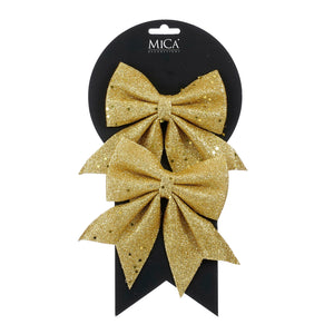 Sløjfer guldfarvede 12 cm brede 2-pak til dekoration fra Mica Decorations