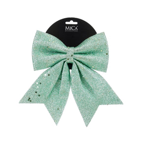 Rosett i mintgrönt glitter, 20 cm bred, för dekoration från Mica Decorations