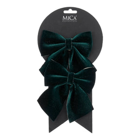 Sløjfer i mørkegrøn 12 cm bred 2-pak til dekoration fra Mica Decorations