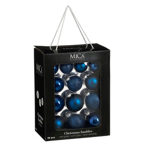 Julkulor i glas 26-pack mörkblå från Mica