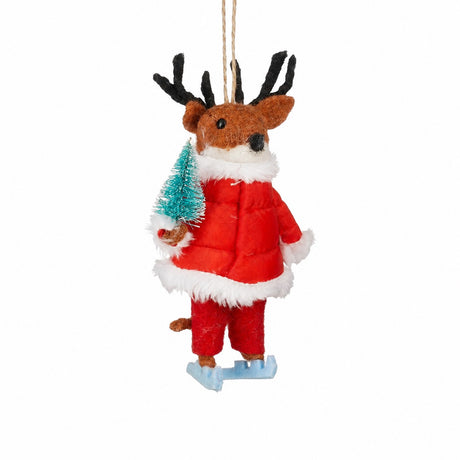 Rådjur med skridskor som julgransprydnad